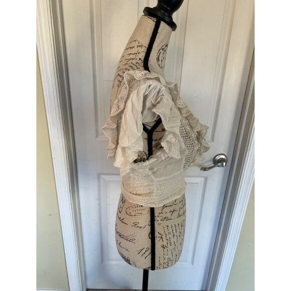 Free People Flutter Sleeve Cropped Bohemian Square Neck Top Size Small - Picture 5 of 10